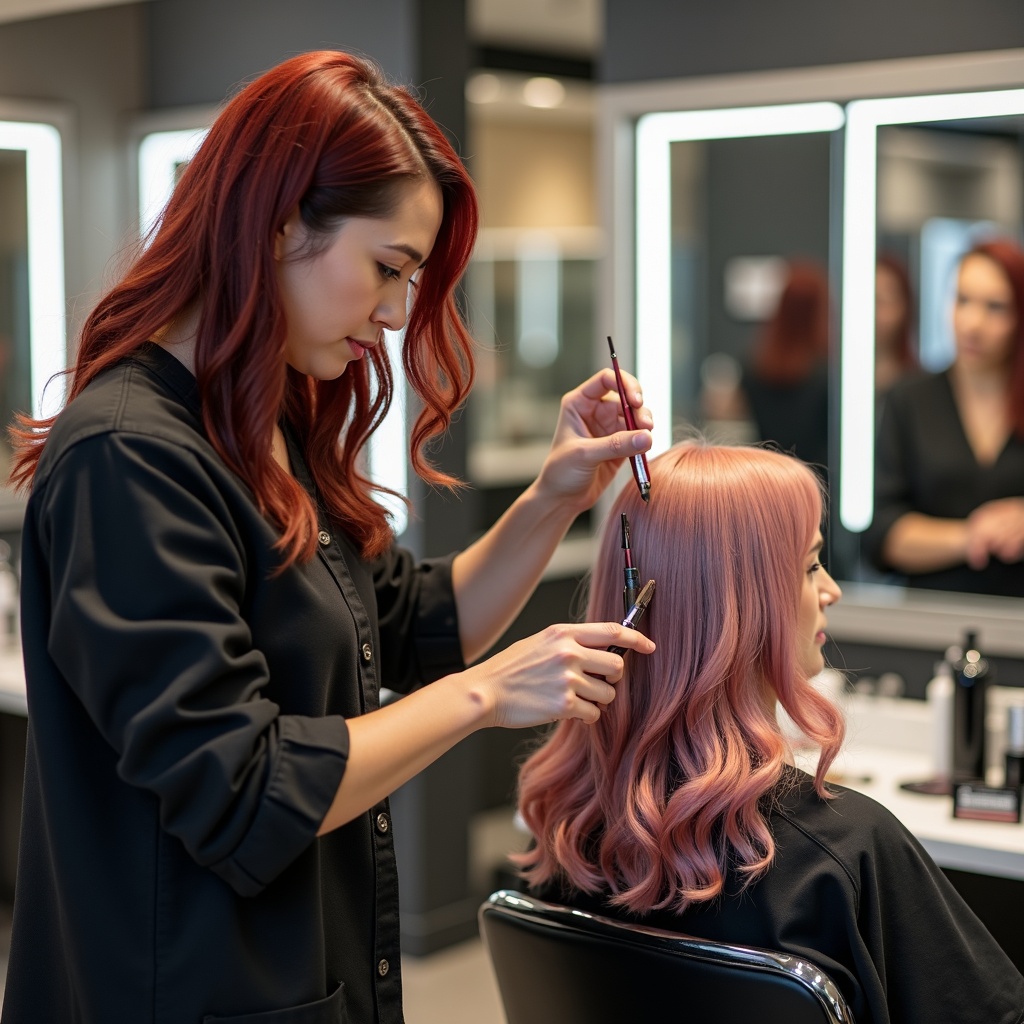 salon colorist mixing dye or styling hair.
